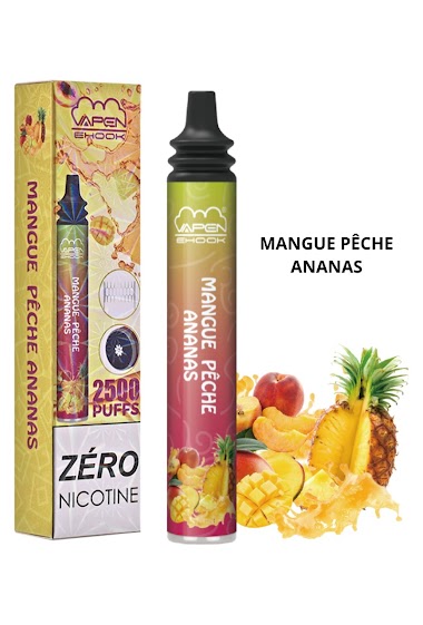 Grossiste VAPEN - 2500 puff 0% nicotine Mangue Pêche Ananas