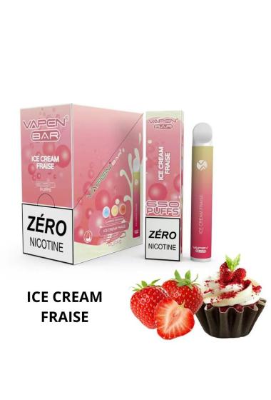 Großhändler VAPEN - 650 Puff 0 % Nikotin-Eiscreme Erdbeere