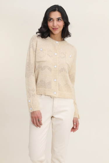 Wholesaler Vega's - Knitted cardigan with pockets