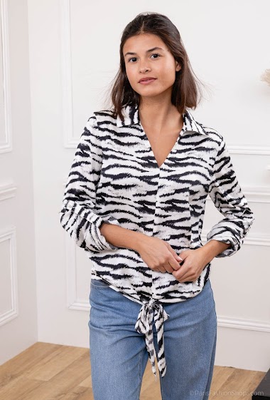Wholesaler Vega's - Printed blouse with knot