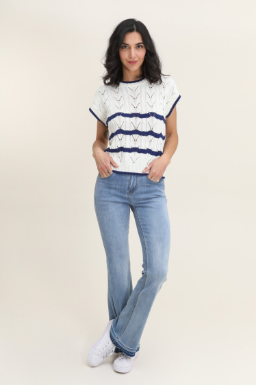 Wholesaler Vega's - Short-sleeved striped sweater