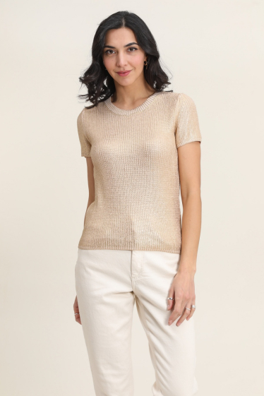 Wholesaler Vega's - Short-sleeved metallic effect sweater