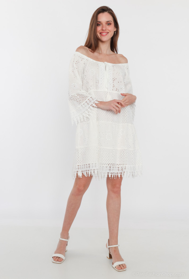 Wholesaler Vega's - Bohemian midi dress with embroidery and bow