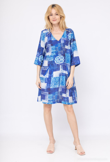 Wholesaler Vega's - Flowing printed dress with pockets