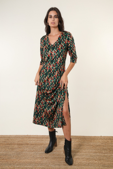 Wholesaler Vega's - Long printed dress with pockets