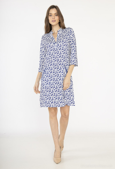 Wholesaler Vega's - Printed mid-length dress with pockets