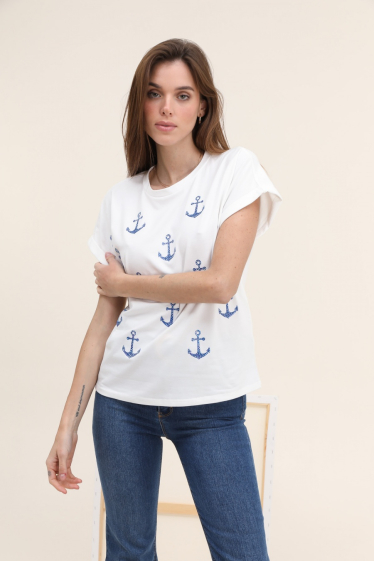 Grossiste Vega's - T-shirt détails ancre de bateau