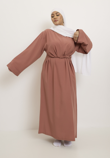 Wholesaler Veijab - STRAIGHT DRESS ABAYA TO TIE IN MEDINA SILK