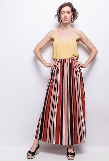 Großhändler Vera Fashion - Striped and pleated maxi skirt