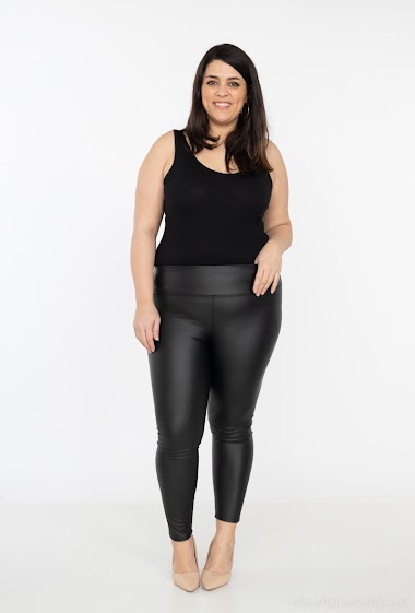 Wholesaler Vera Fashion - Fleece high waist leggings in imitation leather