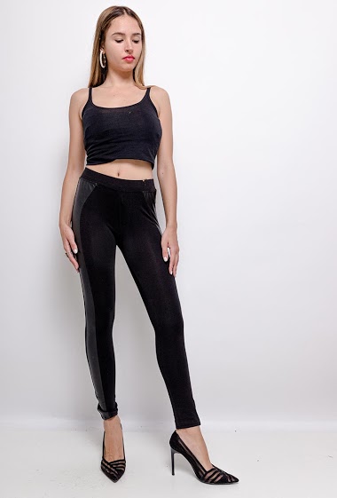 Wholesaler Vera Fashion - Bi-material leggings in fake leather