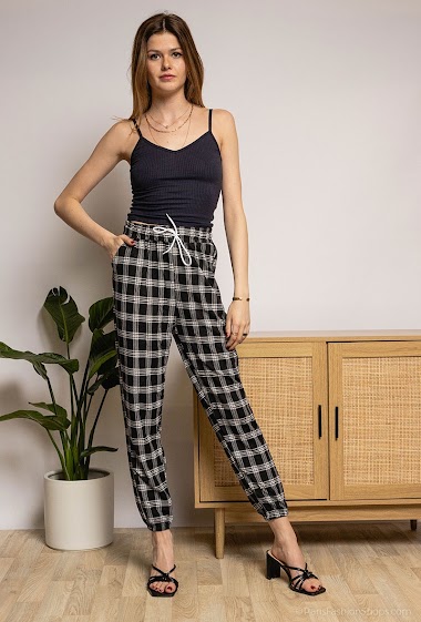 Trendy Check Trouser for girls and women- stretchable with elasticated  waist Trousers & Pants