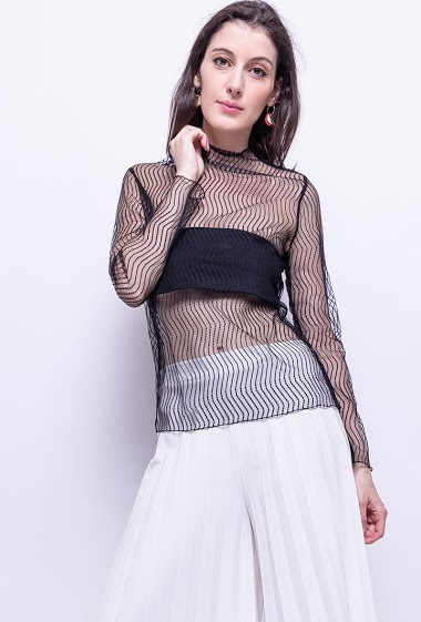Wholesaler Vera Fashion - Transparent top in fishnet