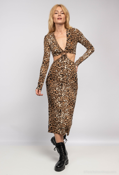 Grossiste Vera & Lucy - Robe longue à imprimé léopard