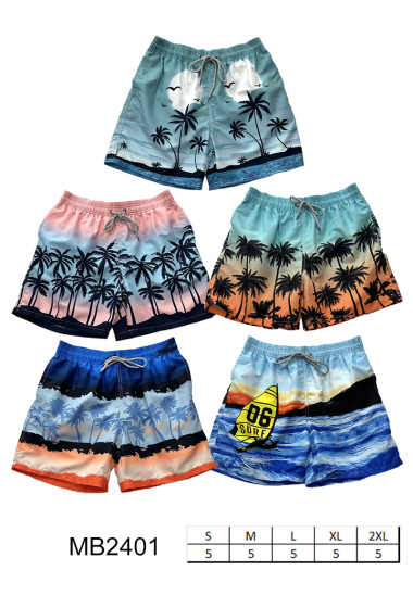 Wholesaler Very Zen - Men's Beach Shorts with Palm Tree Landscape Designs