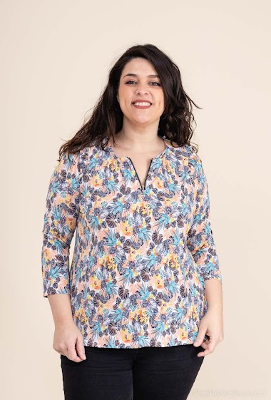 Wholesaler Veti Style - Printed blouse there is in front with zip