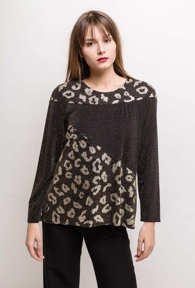 Wholesaler Veti Style - Leopard shiny blouse