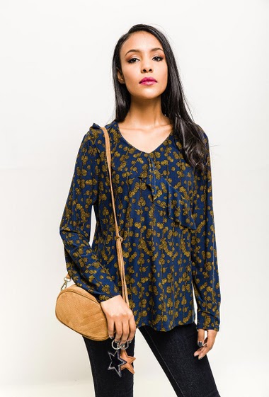 Wholesaler Veti Style - Printed blouse with ruffles