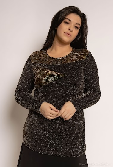 Wholesaler Veti Style - Sparkly blouse with reflective details