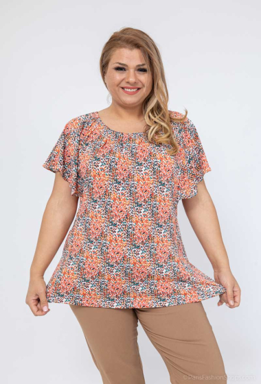 Wholesaler Veti Style - Printed blouses with ruffle sleeves