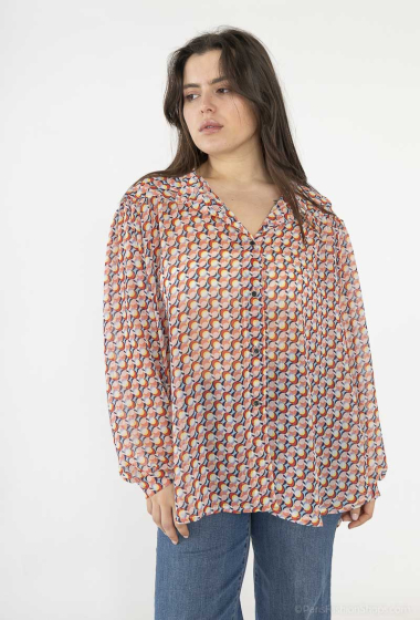 Grossiste Veti Style - Chemises imprimée en voile avec lurex
