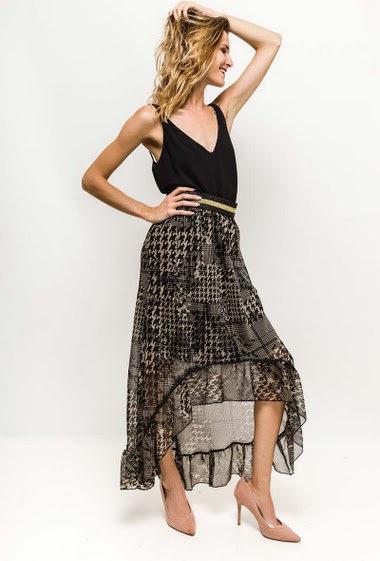 Wholesaler Veti Style - Printed skirt with asymmetric hem