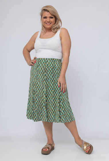 Wholesaler Veti Style - Flared lined printed skirt