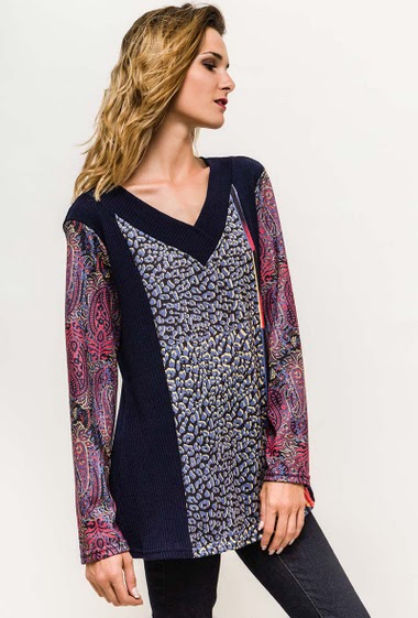 Großhändler Veti Style - Pullover mit bedrucktem Detail
