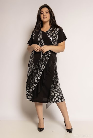 Wholesaler Veti Style - Dress with ruffles and leopard print