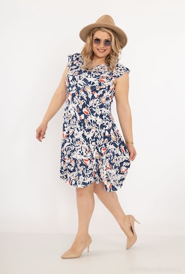 Printed  dress with flouced sleeve