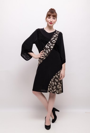 Wholesaler Veti Style - Leopard shiny dress