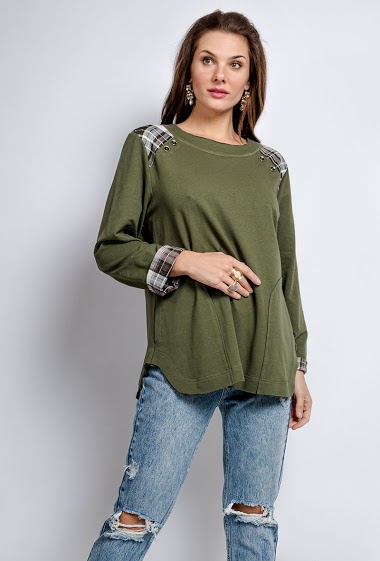 Wholesaler Veti Style - Sweatshirt with check detail
