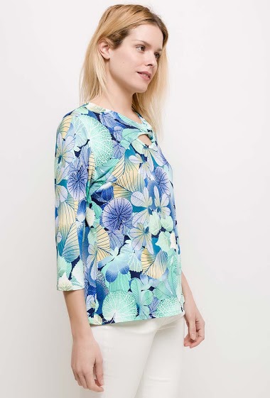 Wholesaler Veti Style - Top with printed flowers
