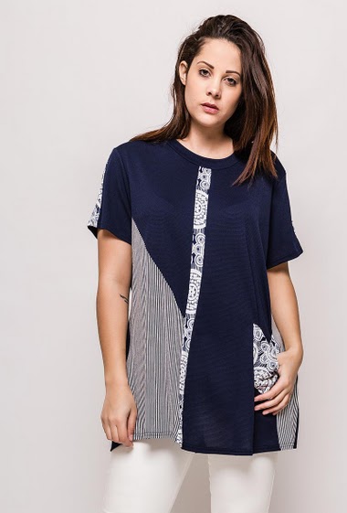 Wholesaler Veti Style - Printed and striped tunic