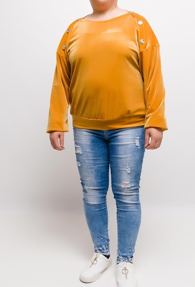 Mayorista Veti Style - Blusa de terciopelo abotonada