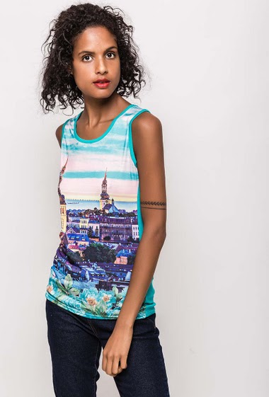 Wholesaler MJ FASHION - Printed tank top with strass