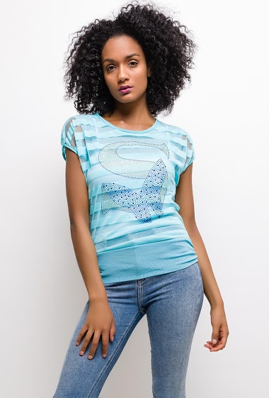 Wholesaler MJ FASHION - Striped t-shirt with strass