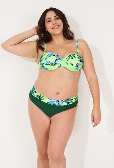 Grossiste Vidoya Swimwear - Maillot de bain deux pièces grande taille - feuilles tropicales