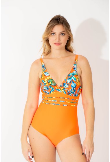 Wholesaler Vidoya Swimwear - 1-piece swimsuit with floral pattern, classic and comfortable style