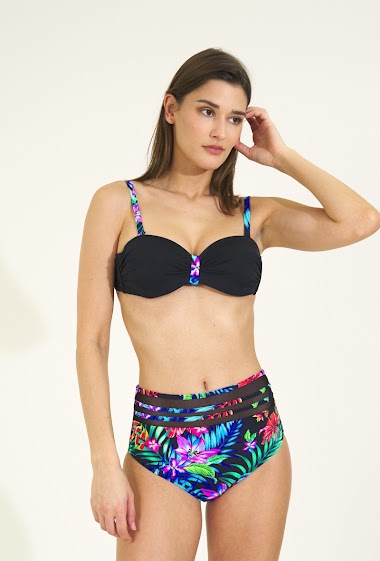 Wholesaler Vidoya Swimwear - 2-piece swimsuit with solid color and floral print