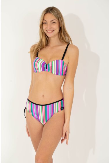 Wholesaler Vidoya Swimwear - 2-piece multicolored swimsuit, high waist with ties