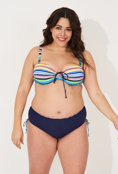 Großhändler Vidoya Swimwear - Plus-size 2-piece swimsuit - colorful stripe motif