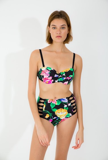 Wholesaler Vidoya Swimwear - Two-piece padded swimsuit with floral motifs