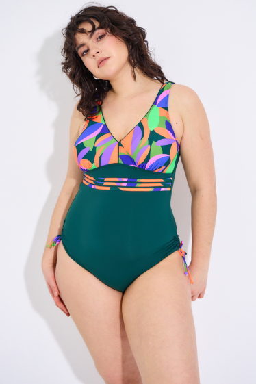 Großhändler Vidoya Swimwear - Einteiliger Badeanzug mit geometrischem Print in Übergröße
