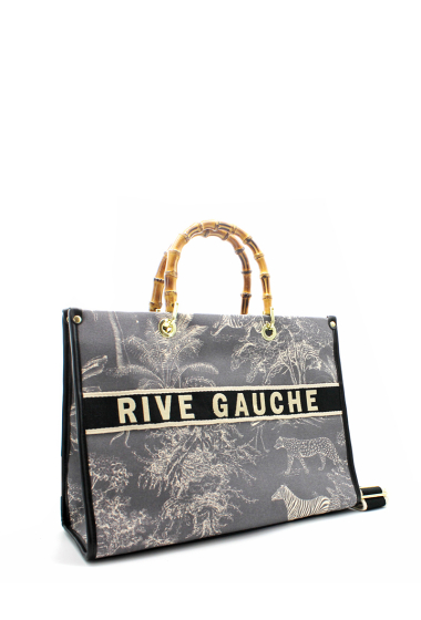 Sac Rive Gauche avec poignées en bambou - motif léopard Vimoda