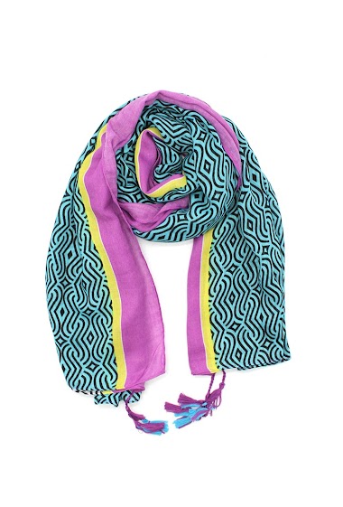 Wholesaler Vimoda - Patterned scarf with pompom