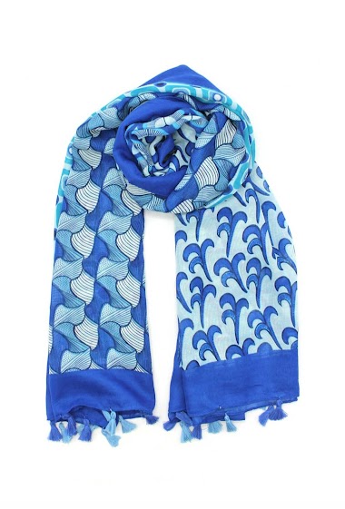 Patterned scarves with pompom