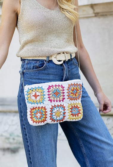 Wholesaler Vimoda - Granny multicolored crochet cotton clutch bag