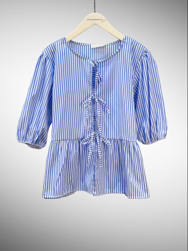 Wholesaler Vintage Dressing - STRIPED BOW BLOUSE