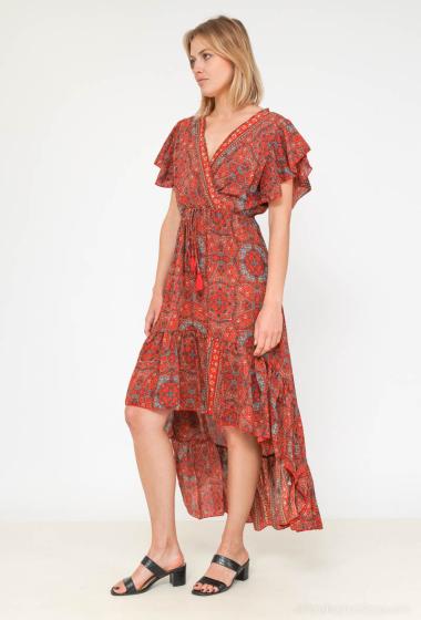 Wholesaler Vintage Dressing - SHORT SLEEVE PRINTED DRESS LD996